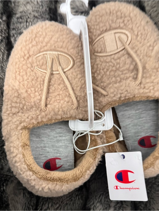 Champion Shoes - Champion Tan Sherpa Slide Slippers